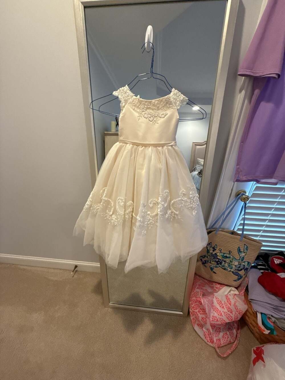 Joan Calabrese for Mon Cheri Girl's Embroidered Lace and Tulle Flower Girl Dress
